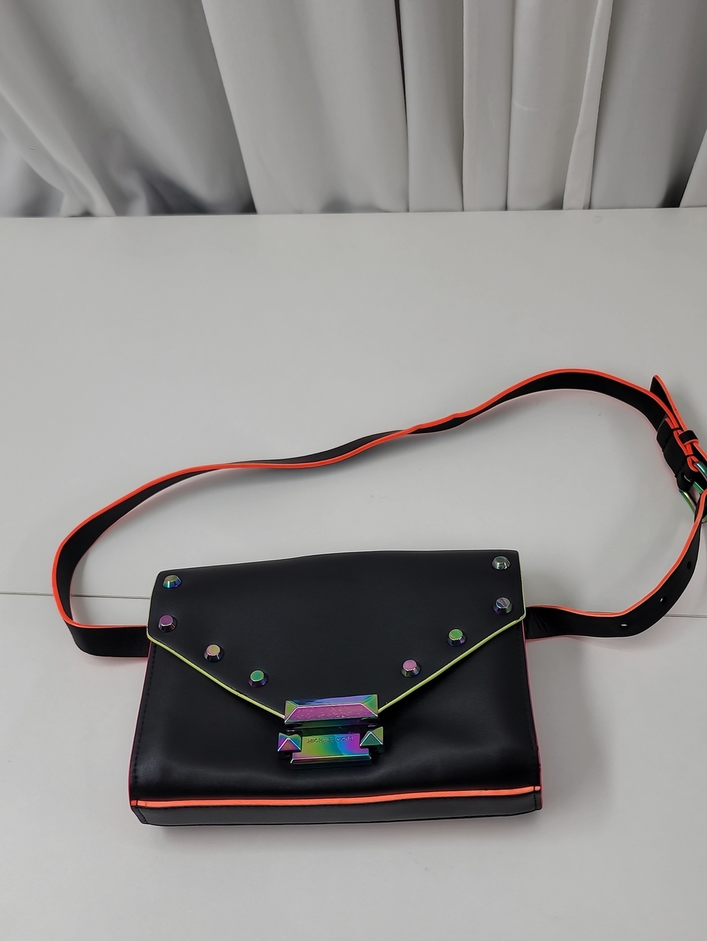 Michael Kors Neon and Oil-slick Leather Belt Bag.